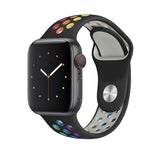 LYSW Silicone Sport Strap for Apple Watch - Black / Rainbow