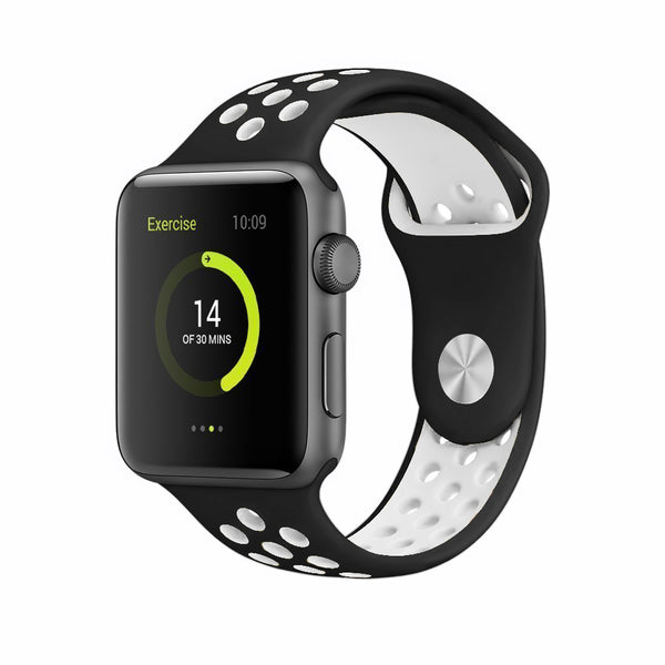 LYSW Silicone Sport Strap for Apple Watch - Black / White