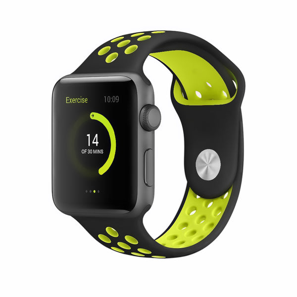 LYSW Silicone Sport Strap for Apple Watch - Black / Yellow