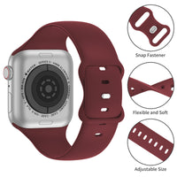 Silicone Sport Strap for Apple Watch - Burgundy Red